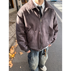 结构设计美式冬季棉服 复古麂皮绒短款宽松加棉外套986 P118图片