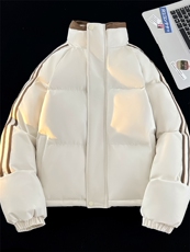 数据款！短款加厚棉服冬季拼色条纹情侣立领棉衣CM98912-P85特，男装棉衣，星座815A