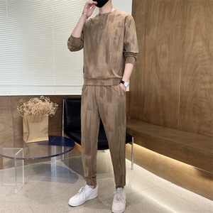 秋装麂皮绒休闲运动套装男士圆领长袖卫衣青年时尚套装男TZ11-P80图片