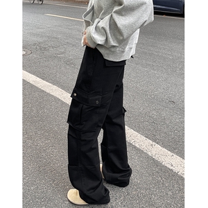 K859-P60美式复古vibe裤子高街工装裤直筒宽松cleanfit伐木阔腿裤图片