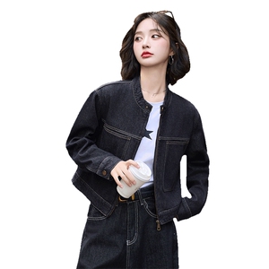 加绒牛仔短外套女秋冬季2024新款小个子加厚宽松夹克时尚上衣图片