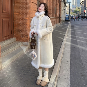 皮毛一体羊羔毛毛呢外套女中长款棉服长款 2C133-963-P235-K338图片