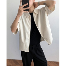 短袖衬衫男士夏季冰丝男装2025新款衣服男款拉链T恤衫CY1164-P43，男装T恤，星座412-3