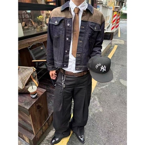 男长袖翻领宽松型美式复古外套春秋潮JK75-P79图片