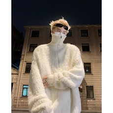 冬软糯毛绒绒貂绒高领毛衣男港风潮牌慵懒风针织衫外套MZ760-P66，男装针织衫/毛衣，星座412-2