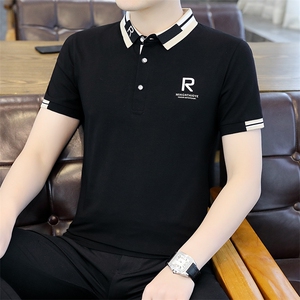 短袖POLO衫男士夏季2023新款商务翻领上衣男装T恤时尚凉感半袖T恤图片