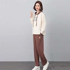休闲运动套装女2025春秋新款中年宽松卫衣卫裤妈妈减龄显瘦两件套，女装套装/套裙，悦见她