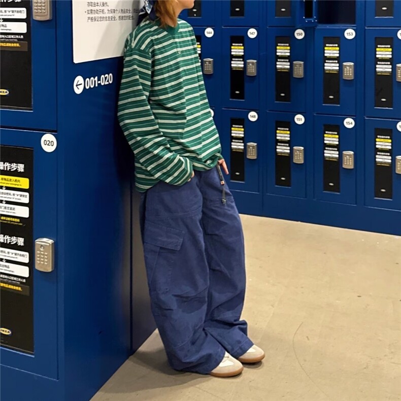 大码美式多口袋弯刀工装牛仔裤男女2026夏季新款宽松休闲直筒长裤,男装牛仔裤,星座516A