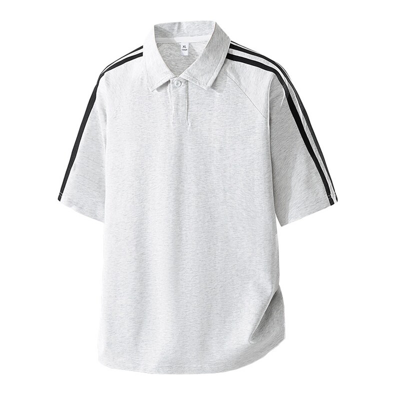 日系条纹拼接polo衫短袖t恤男夏季美式重磅宽松休闲五分袖，男装T恤，星座1206（原A206）