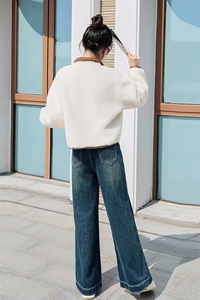 双面可穿麂皮绒上衣女秋季2024新款小个子冬季加绒加厚仿羊羔毛外套图片