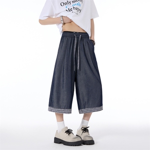 仿天丝牛仔高级感冰丝垂感休闲裤夏季新款潮牌七分裤男2559特P28图片