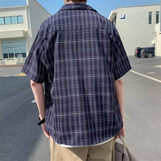 男士短袖夏季2024新款条纹贴标衬衫S43P36，男装衬衫，星座1116-2