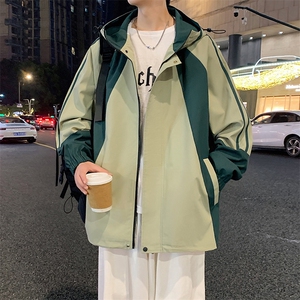 港风新款外景二开宽松夹克男撞色冲锋衣连帽外套MYJ24-7836-P68图片