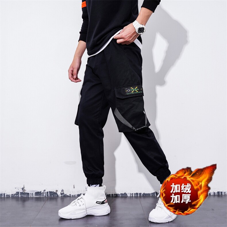 新款秋冬日系休闲裤男士宽松束脚大码工装裤k603-常规p35加绒40,男装工装外套,星座1008-2