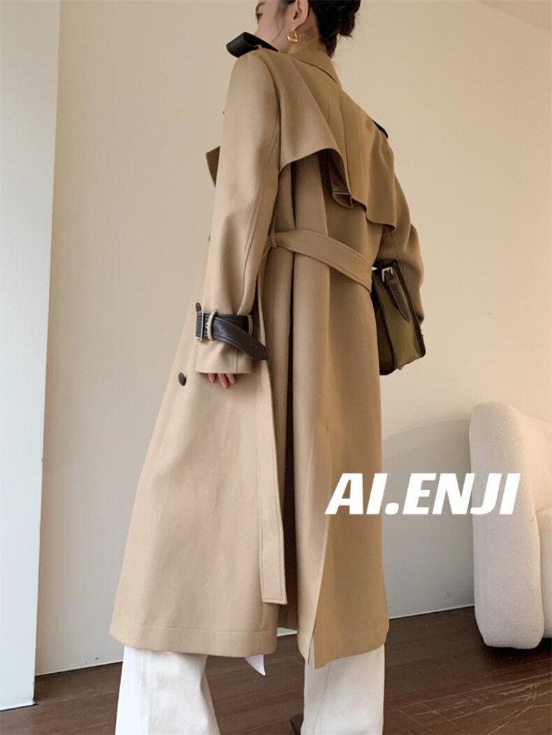 【AI·ENJI】艾恩纪-新品拼皮风衣，女装风衣，AI·ENJI 艾恩纪