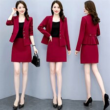 现货2023秋季时尚简约大方气质优雅收腰显瘦休闲修身潮流两件套，女装套装/套裙，三木叶子