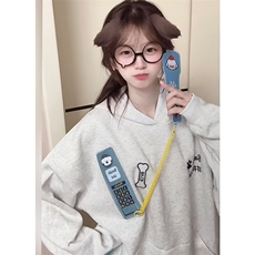 1506/QT280/P59趣味可拆卸连帽款魔术贴装饰设计感秋冬外套，女装短外套，星座1506