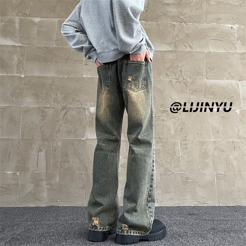 美式复古牛仔裤男宽松潮流百搭潮牌亲肤牛仔裤子K770-特批-45，男装牛仔裤，星座718-1