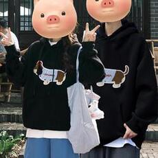 网络图现货美式潮高街腊肠狗连帽卫衣男学院风情侣款JY7059-P45，男装卫衣，星座715-7