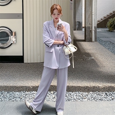紫色西装外套休闲裤显瘦套装女2025春秋季新款休闲气质通勤两件套，女装套装/套裙，2C169