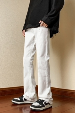 B221美式ins高街小众纯色百搭弹力微喇牛仔裤LK23010-P60控78，男装牛仔裤，电商B221
