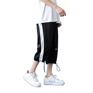 7XL-M港风七分裤休闲裤男2023夏季新款中性风男女中裤加肥加大码图片
