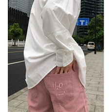 潮牌时尚冰莓粉宽松直筒水洗牛仔裤X1002-1-NZ2413-现货，男装牛仔裤，星座1002-1