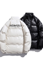 白底鳄鱼纹棉衣男手塞棉夹克PU皮棉服外套男8507P120控158，男装夹克，星座227-7