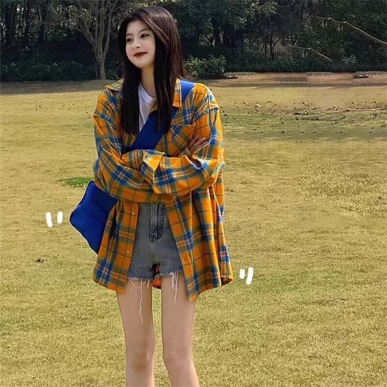 法式格子衬衫衬衣外套女春夏季2026年新款小个子外搭防晒上衣，男装防晒衣，星座218-1（原230）