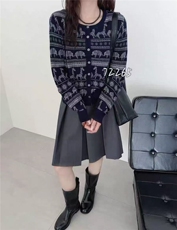 2025圆领开衫拼色图案开衫软糯舒适百搭,女装针织衫/毛衣,鄂维那特, 2025圆领开衫拼色图案开衫软糯舒适百搭,女装针织衫/毛衣,鄂维那特,