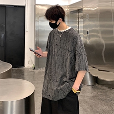 高级感小众时尚潮搭上衣文艺撕裂风不规则个性T恤HY301TP35控48，男装T恤，电商A102B