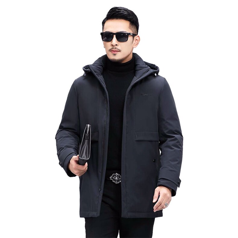 冬季新款中青年羽绒服男士鸭绒厚款中长款连帽外套KCN3055-5-P265,男装羽绒服,电商B212（原钱塘6029）