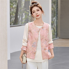 2026春季新款新中式重工刺绣马甲提花小衫两件套套装女，女装套装/套裙，奕薇雅