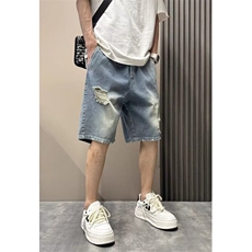 休闲裤美式牛仔短裤男士个性夏季宽松破洞直筒五分牛仔裤NK854，男装牛仔裤，星座1116A（原606A-3）