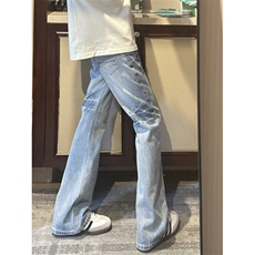 【有货】NZ455LL-特P42冰蓝闪电纹水洗牛仔裤男女宽松裤子，男装牛仔裤，星座1007（原301D）