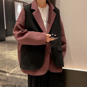 男装 假两件 毛呢呢子大衣B239-F552-P125图片