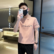 2023花朵刺绣夏季短袖T恤翻领Polo衫小伙风时尚半袖T0264-P50，男装T恤，电商D342