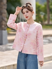 现货现货2026年春季新中式提花盘扣外套，女装短外套，艾仟回(原伊仟回)