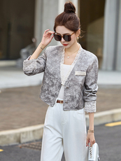 新中式提花小香风外套女春秋季高级感气质短款上衣，女装短外套，玖莱伊