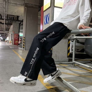 原宿字母印花休闲脚口拉链宽松百搭工装男女长裤ins潮 K1390-P33图片