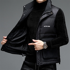 XS98816男式2023新款立领白鸭绒羽绒背心无袖加绒加厚马甲P142，男装羽绒服，电商B360