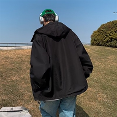 港风复古工装夹克男秋季新款潮流百搭简约纯色防风冲锋衣JK551P55，男装夹克，星座1116-2