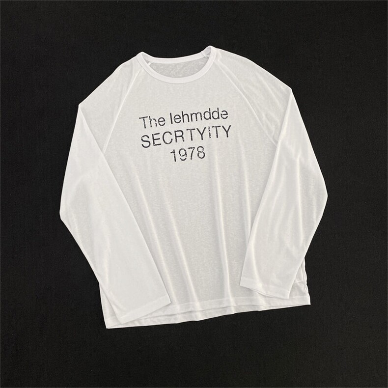 字母印花白色长袖防晒衫T恤薄款宽松慵懒风FT77P38，男装防晒衣，星座1013-1