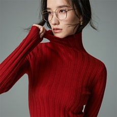 2025年秋季时尚百搭通勤简约休闲修身高翻领，女装针织衫/毛衣，圣暖羊绒