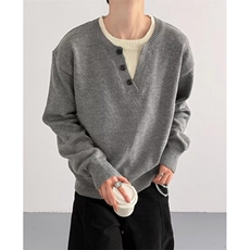 日系北极绒假二件毛衣简约百搭时尚慵懒流行文艺原宿MY81，男装针织衫/毛衣，星座1116A（原606A-3）