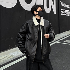 皮棉服男冬季加绒加厚工装棉衣美式翻领兔毛内里外套美式潮牌p128，男装棉衣，电商C307