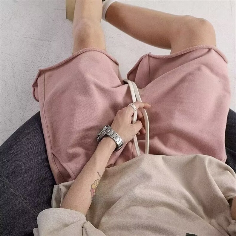 ins粉红色百搭短裤男夏季潮牌外穿健身跑步运动裤宽松休闲五分裤图片