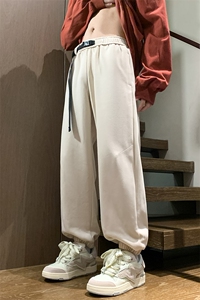 港风秋冬长裤宽松休闲扣带松紧腰束脚卫裤K23303-P40控58图片