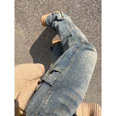 【有货】拉链微喇牛仔裤男美式vibe风裤子高街直筒X222LL-特P45，男装牛仔裤，星座1007（原301D）