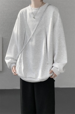 WY10152-特P45控78小众撞色拼接破缝假两件大码男大码情侣卫衣，男装卫衣，电商A059
